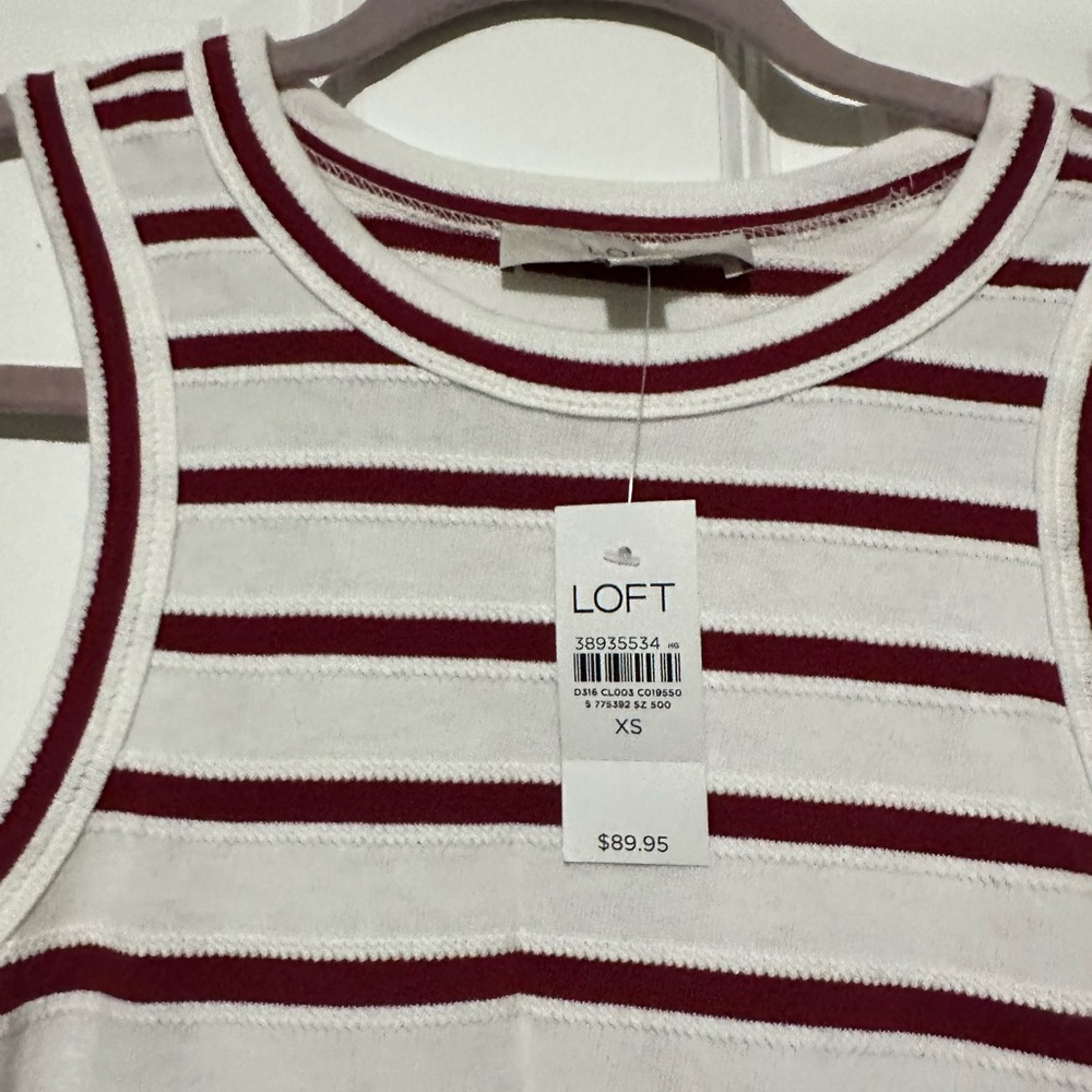 Loft Red and White Striped Dress NWT - Picture 2 of 3